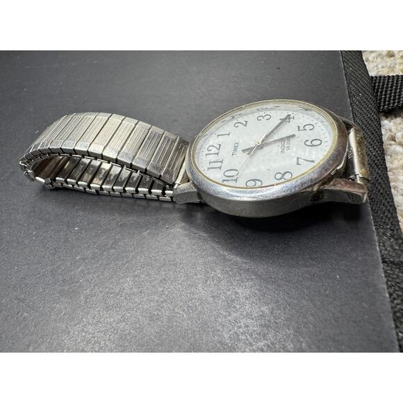 VINTAGE Timex Men's Easy Reader Expansion Indiglo Watch Silver Tone 35mm Working - Picture 4 of 11